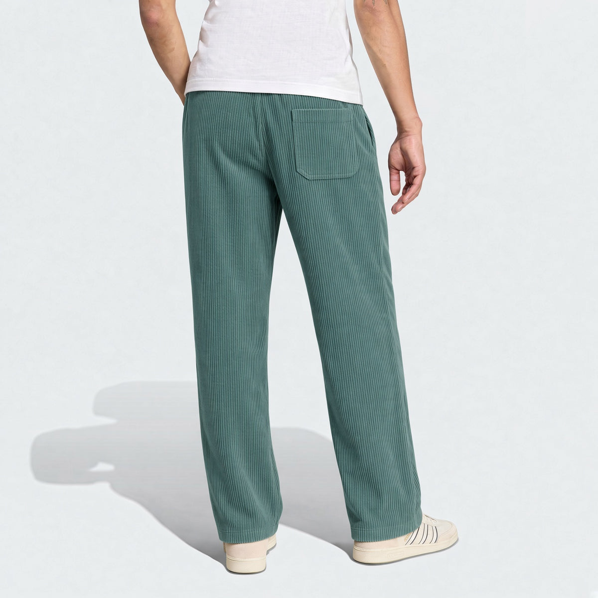 Plus Size Men's Corduroy Straight Leg Retro Pants, Drawstring Elastic Waist, Suitable For Casual, Sports, Hiking Wear, Spring/Autumn