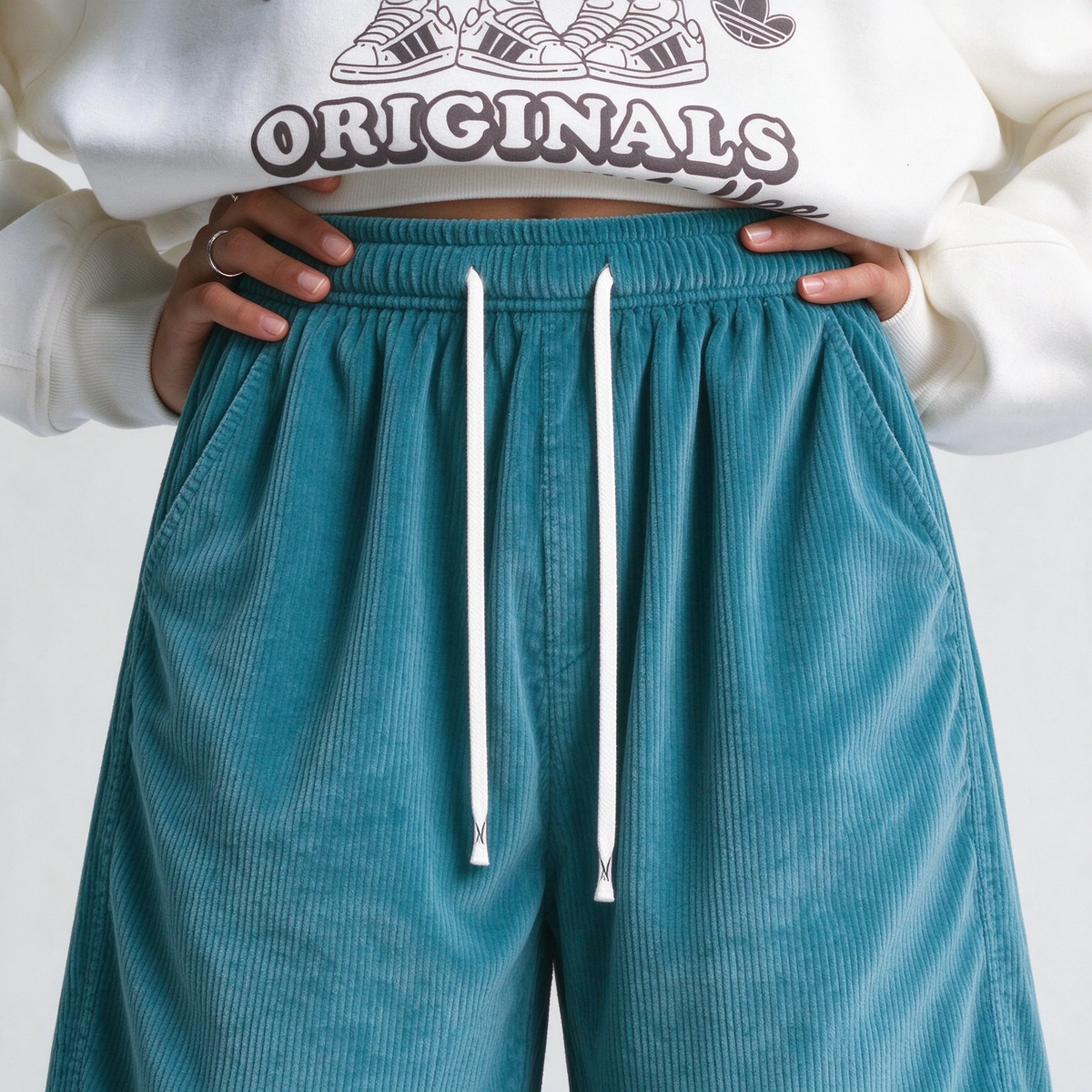 Women's Capris Summer Lightweight Breathable Corduroy Drawstring Waist Pockets Cropped Shorts For Dating, Work, Vacation And Casual Wear