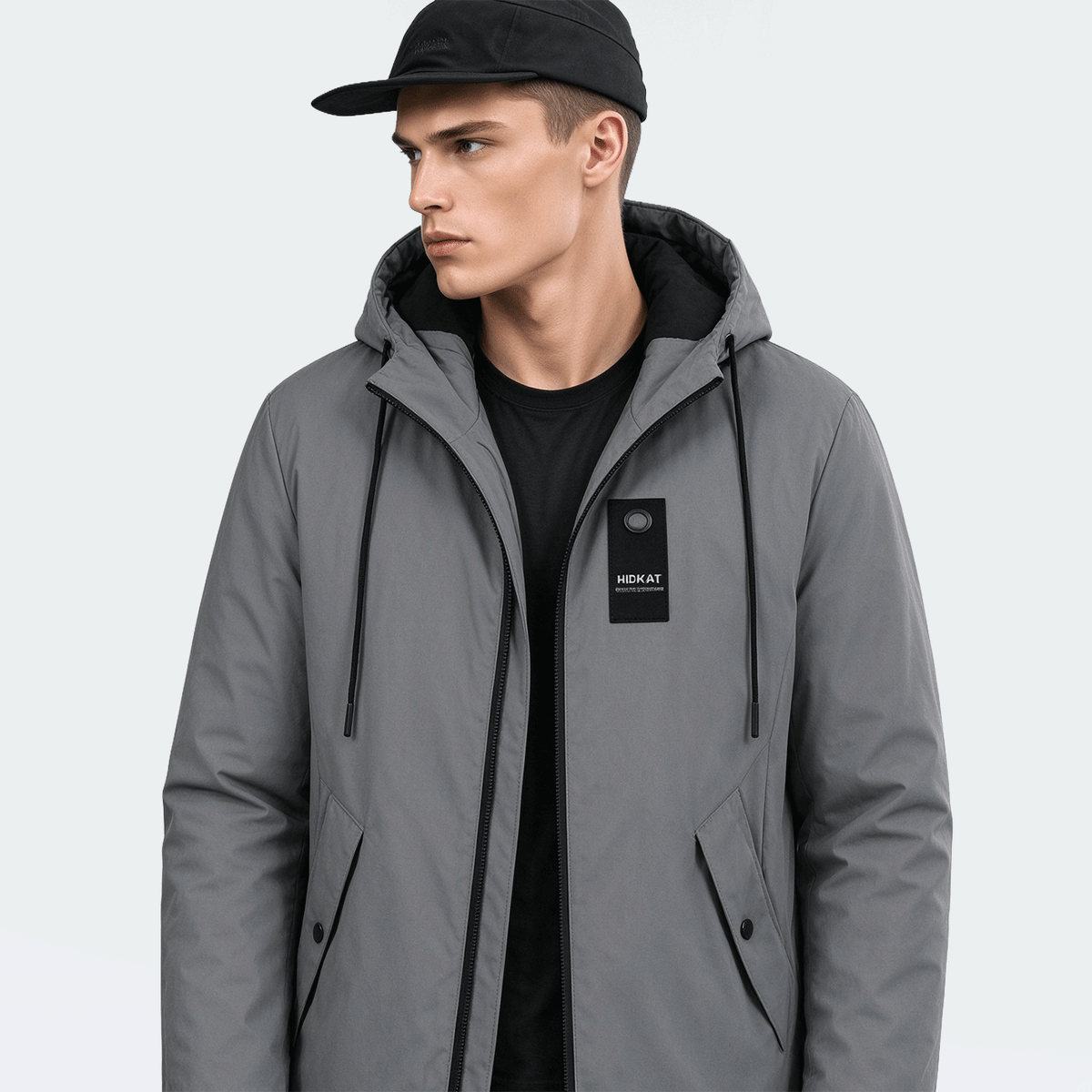 Plus Size Men's Lightweight Loose Hooded Jacket Outdoor Casual Solid Color Multi-Pocket Zipper Cardigan Casual Set Classic Boyfriend Style Hiking
