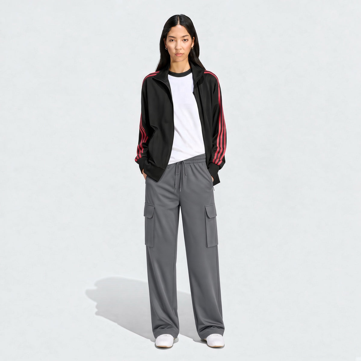 Women's Zipper Pocket Cargo Pants, Lightweight Straight Leg Design For Spring/Autumn, With Large Side Pockets, Suitable For Daily Outdoor And Dates Sports