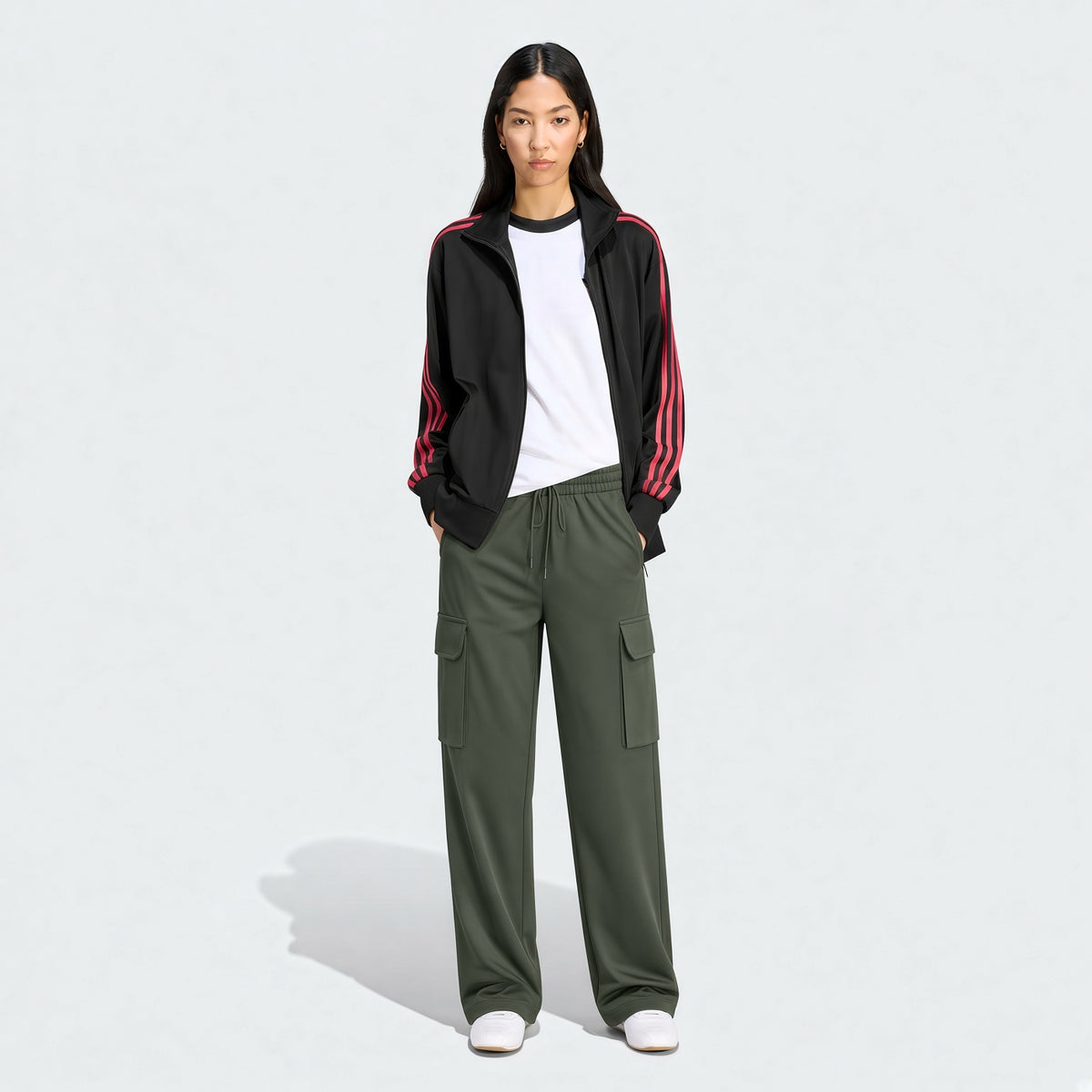 Women's Zipper Pocket Cargo Pants, Lightweight Straight Leg Design For Spring/Autumn, With Large Side Pockets, Suitable For Daily Outdoor And Dates Sports
