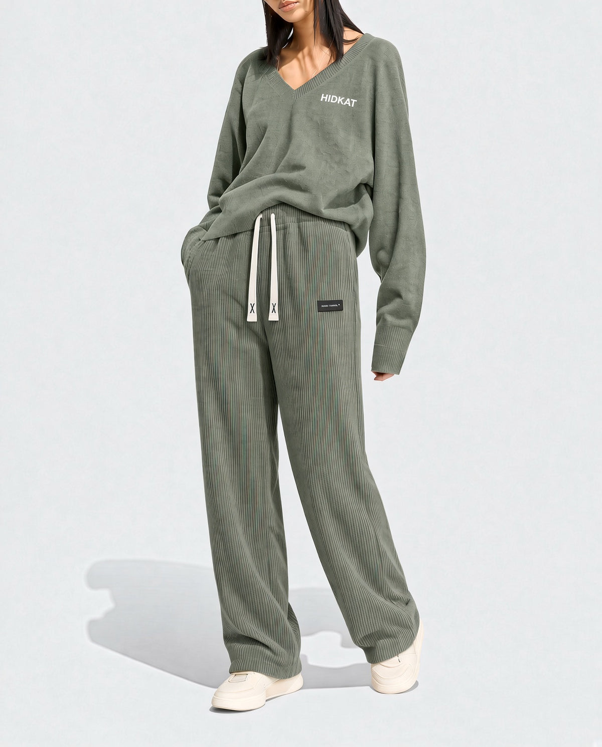 Women's Corduroy Straight Leg Pants With Drawstring Elastic Waist, Suitable For Casual, Sports, Hiking Wear, Spring/Autumn