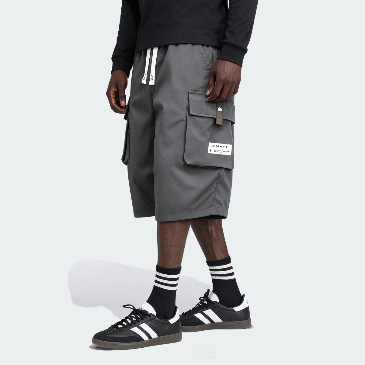 Men's Lightweight Cargo 3/4 Pants With Drawstring Waist, Large Pockets, Letter Patches, Casual Sporty Trousers For Daily Wear, Summer