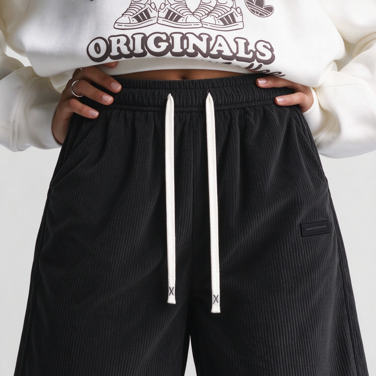 Women's Capris Summer Lightweight Breathable Corduroy Drawstring Waist Pockets Cropped Shorts For Dating, Work, Vacation And Casual Wear