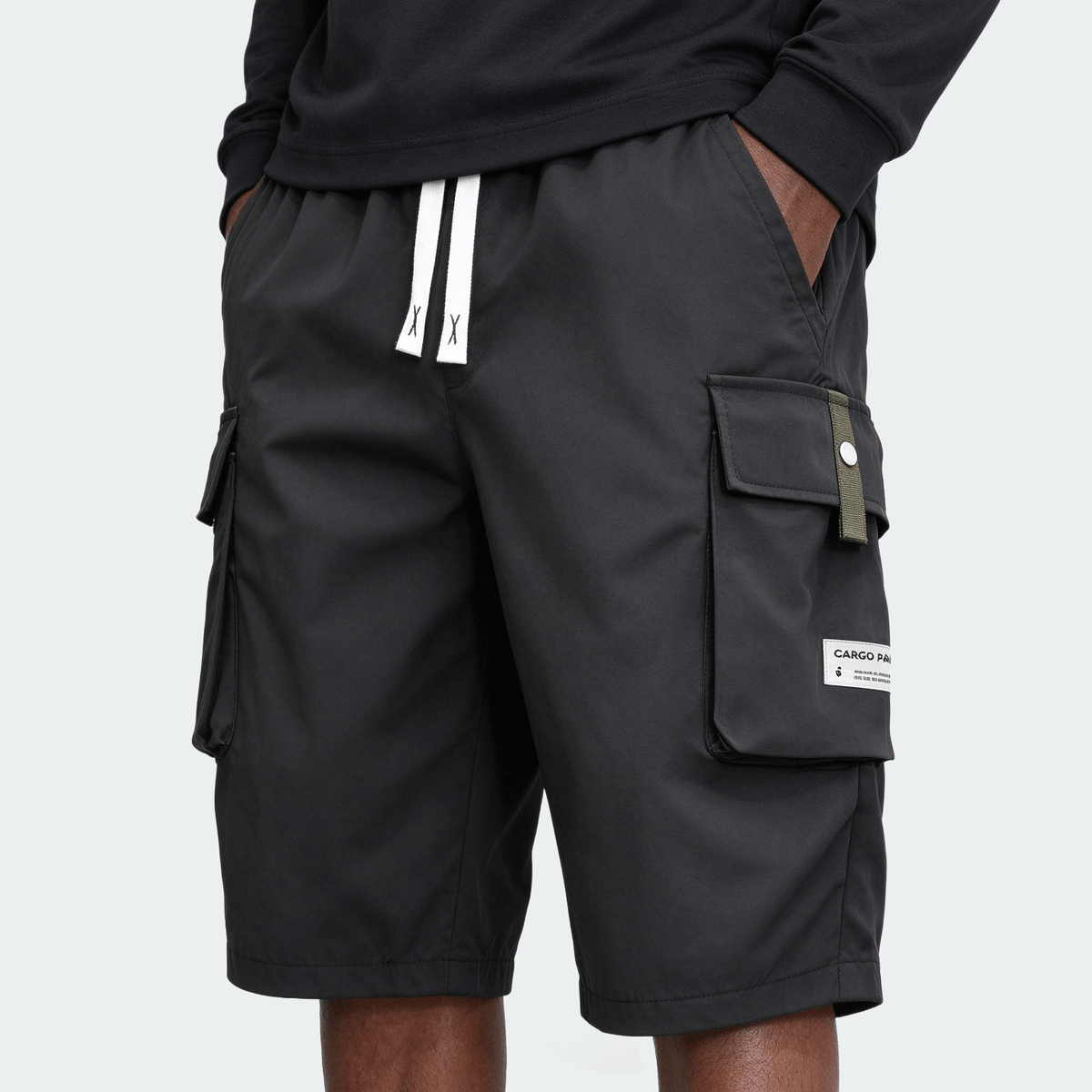 2pcs Men's Casual Cargo Capri Pants, Summer Drawstring Waist, Large Pockets, Letter Patch, Fashion Leisure Sports Pants, Spring/Summer