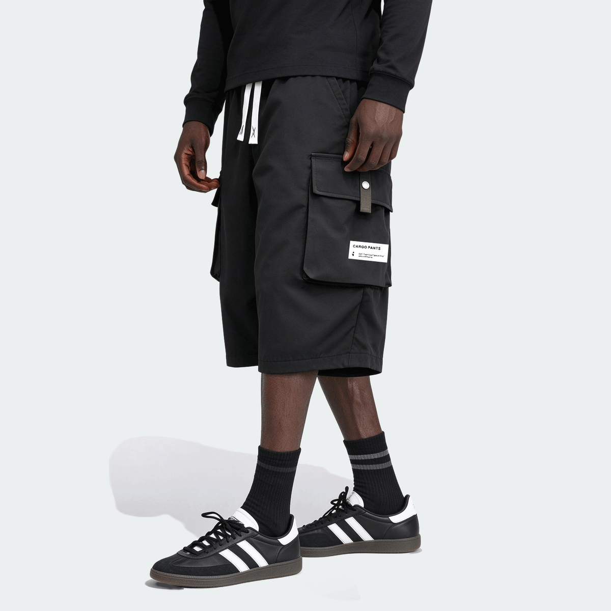 Men's Lightweight Cargo 3/4 Pants With Drawstring Waist, Large Pockets, Letter Patches, Casual Sporty Trousers For Daily Wear, Summer