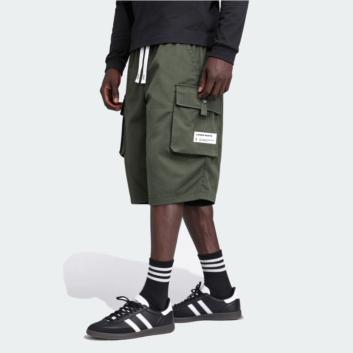 Men's Lightweight Cargo 3/4 Pants With Drawstring Waist, Large Pockets, Letter Patches, Casual Sporty Trousers For Daily Wear, Summer