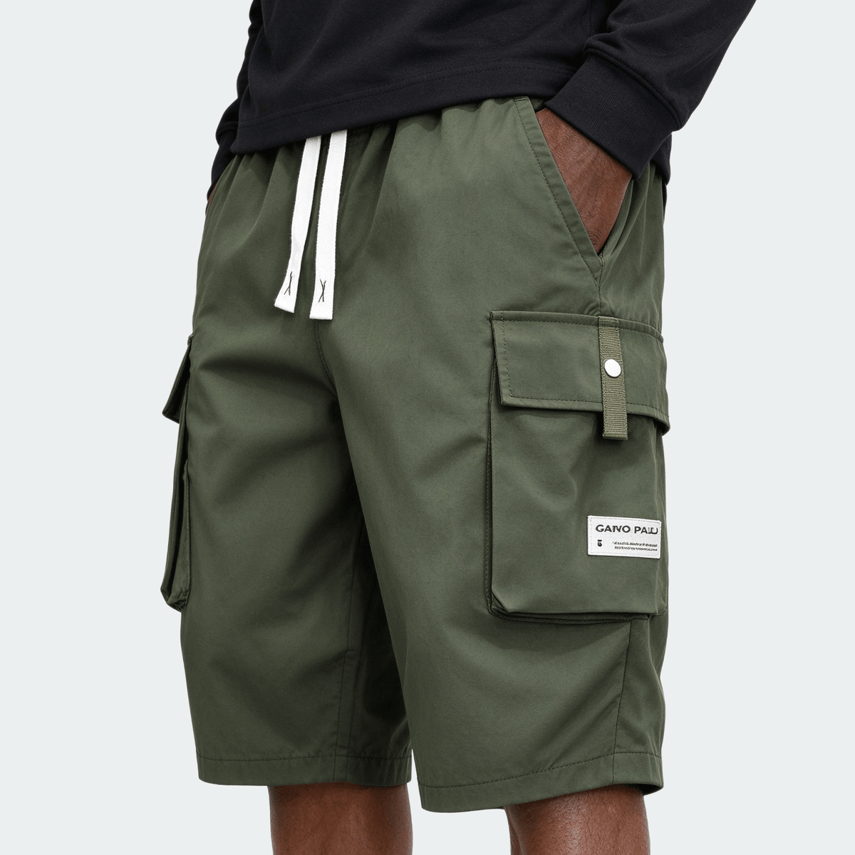 2pcs Men's Casual Cargo Capri Pants, Summer Drawstring Waist, Large Pockets, Letter Patch, Fashion Leisure Sports Pants, Spring/Summer
