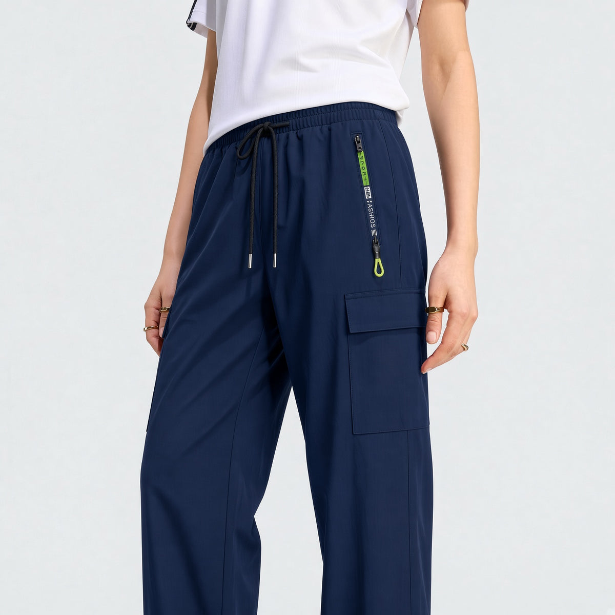 Women's Zipper Pocket Cargo Pants, Lightweight Straight Leg Design For Spring/Autumn, With Large Side Pockets, Suitable For Daily Outdoor And Dates Sports