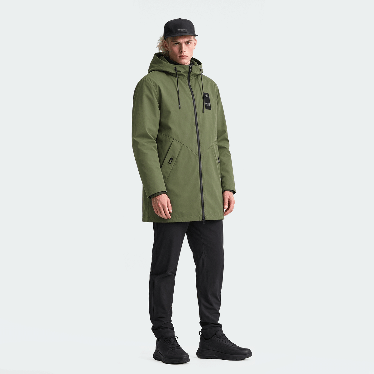 Plus Size Men's Lightweight Loose Hooded Jacket Outdoor Casual Solid Color Multi-Pocket Zipper Cardigan Casual Set Classic Boyfriend Style Hiking