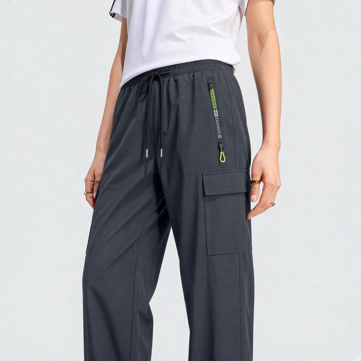 Women's Zipper Pocket Cargo Pants, Lightweight Straight Leg Design For Spring/Autumn, With Large Side Pockets, Suitable For Daily Outdoor And Dates Sports