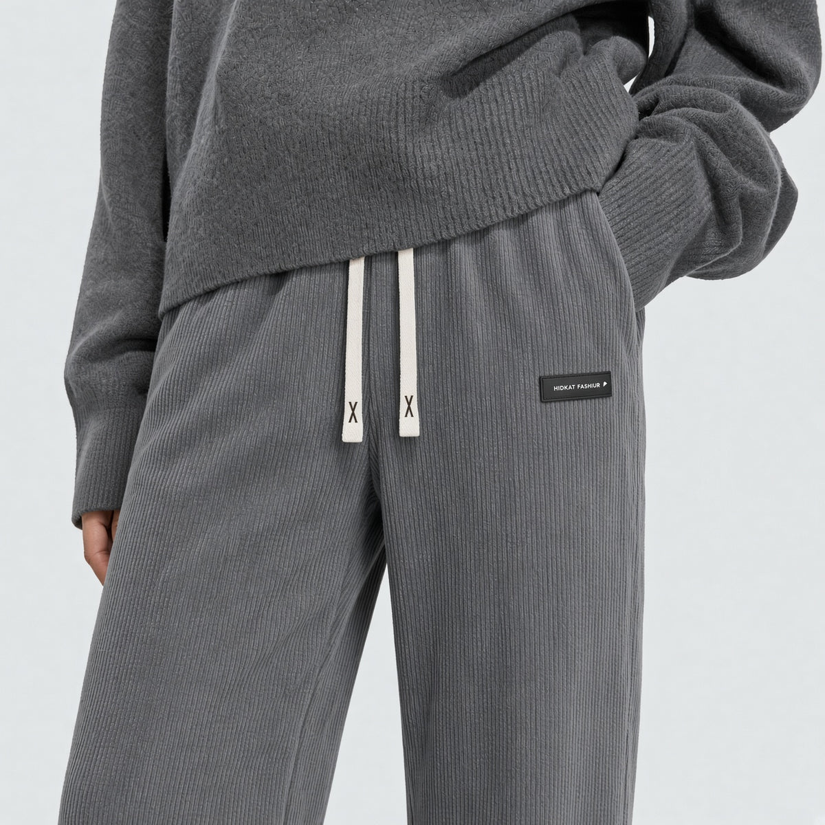 Women's Corduroy Straight Leg Pants With Drawstring Elastic Waist, Suitable For Casual, Sports, Hiking Wear, Spring/Autumn