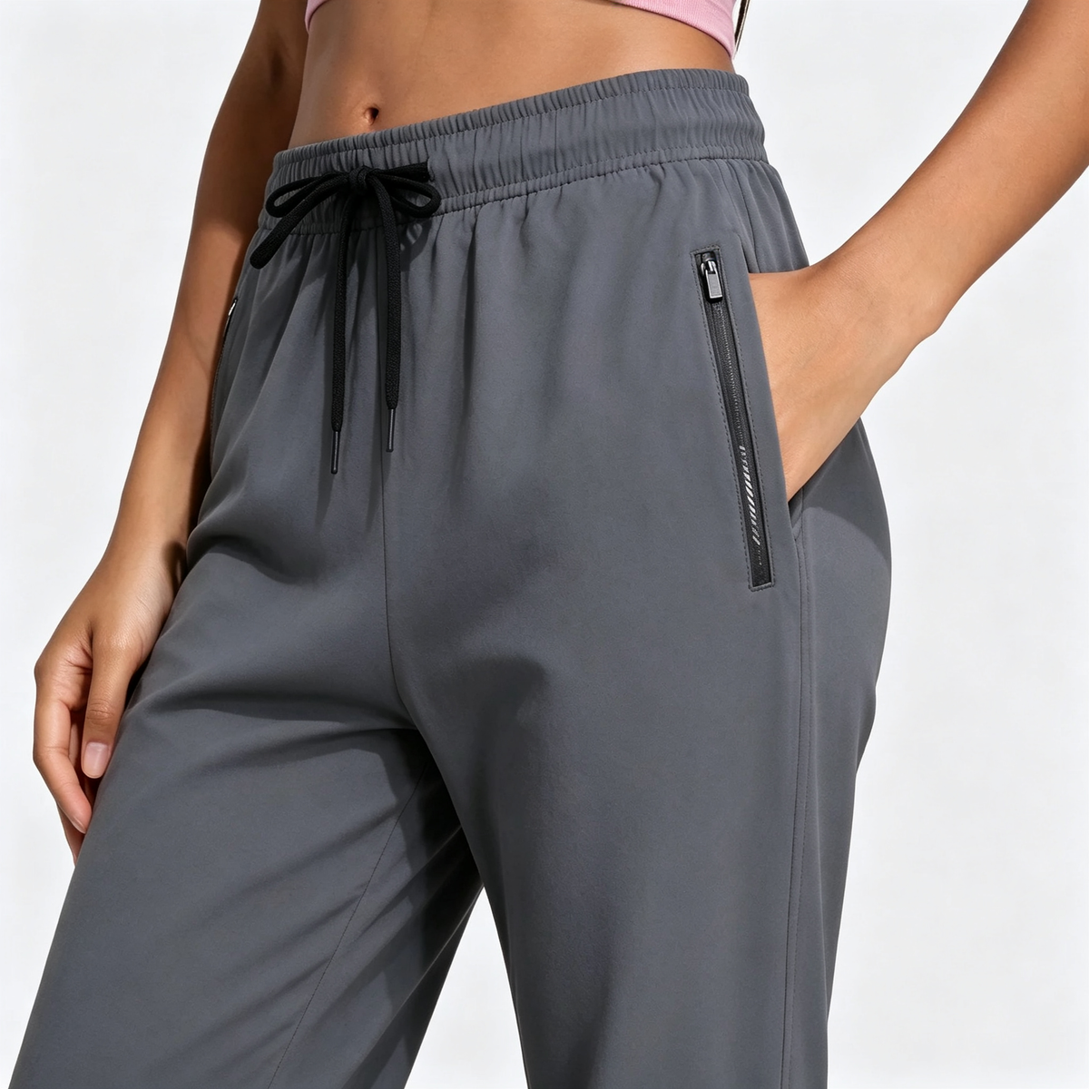 Women'S Casual Elastic Waist Drawstring Sports Pants, Suitable For Running, Yoga, Workout, Autumn/Spring Tights