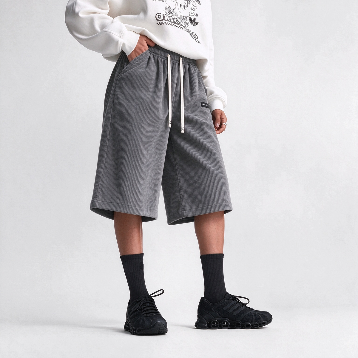 Women's Capris Summer Lightweight Breathable Corduroy Drawstring Waist Pockets Cropped Shorts For Dating, Work, Vacation And Casual Wear