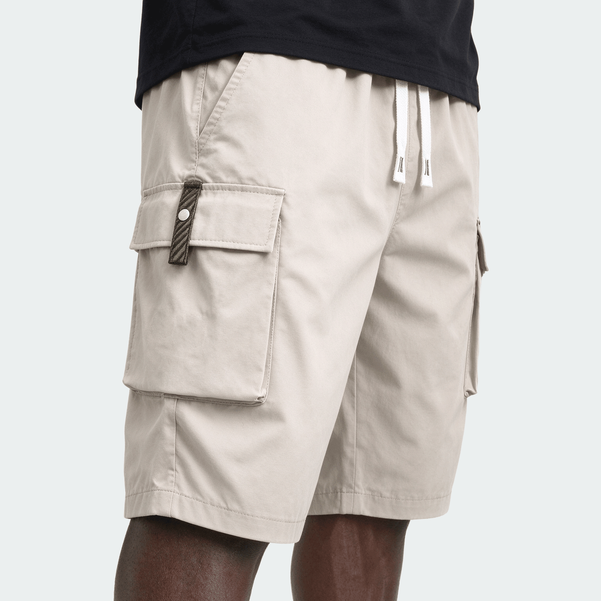 Men's Lightweight Cargo 3/4 Pants With Drawstring Waist, Large Pockets, Letter Patches, Casual Sporty Trousers For Daily Wear, Summer