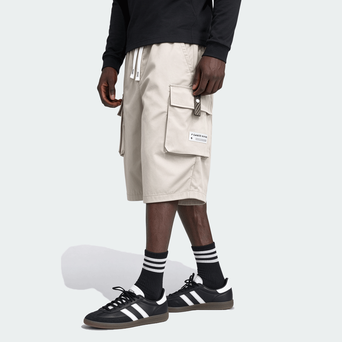 2pcs Men's Casual Cargo Capri Pants, Summer Drawstring Waist, Large Pockets, Letter Patch, Fashion Leisure Sports Pants, Spring/Summer