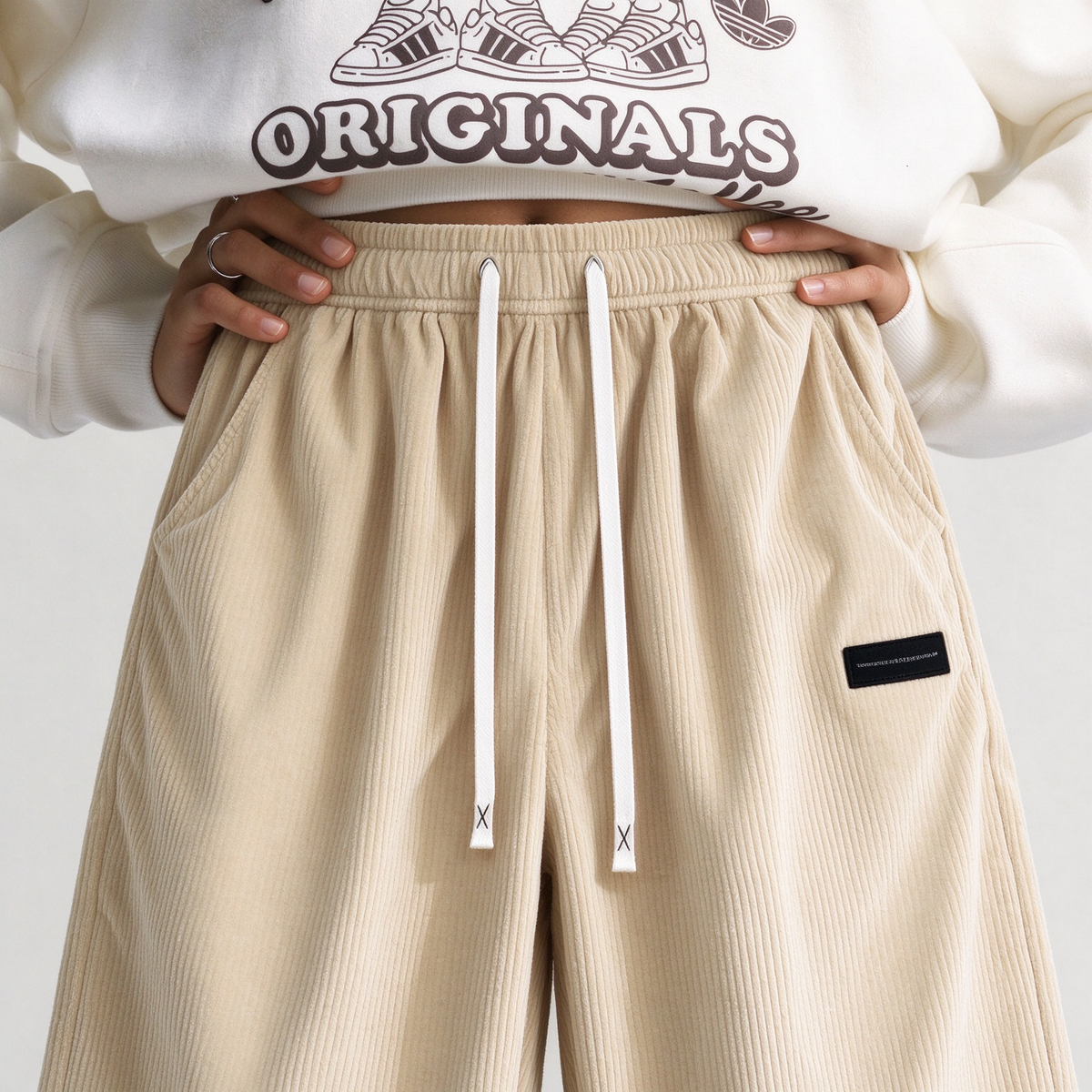 Women's Capris Summer Lightweight Breathable Corduroy Drawstring Waist Pockets Cropped Shorts For Dating, Work, Vacation And Casual Wear