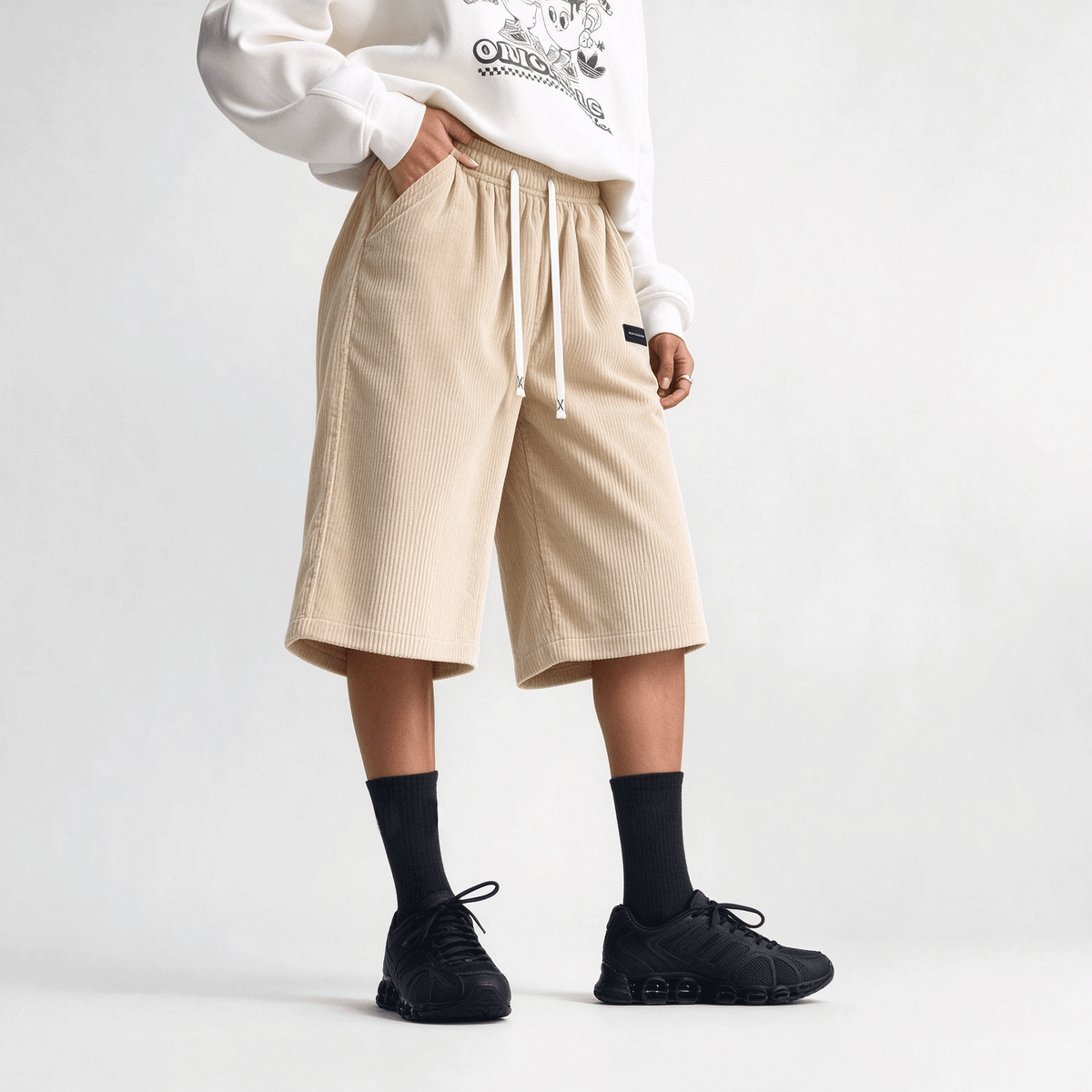 Women's Capris Summer Lightweight Breathable Corduroy Drawstring Waist Pockets Cropped Shorts For Dating, Work, Vacation And Casual Wear