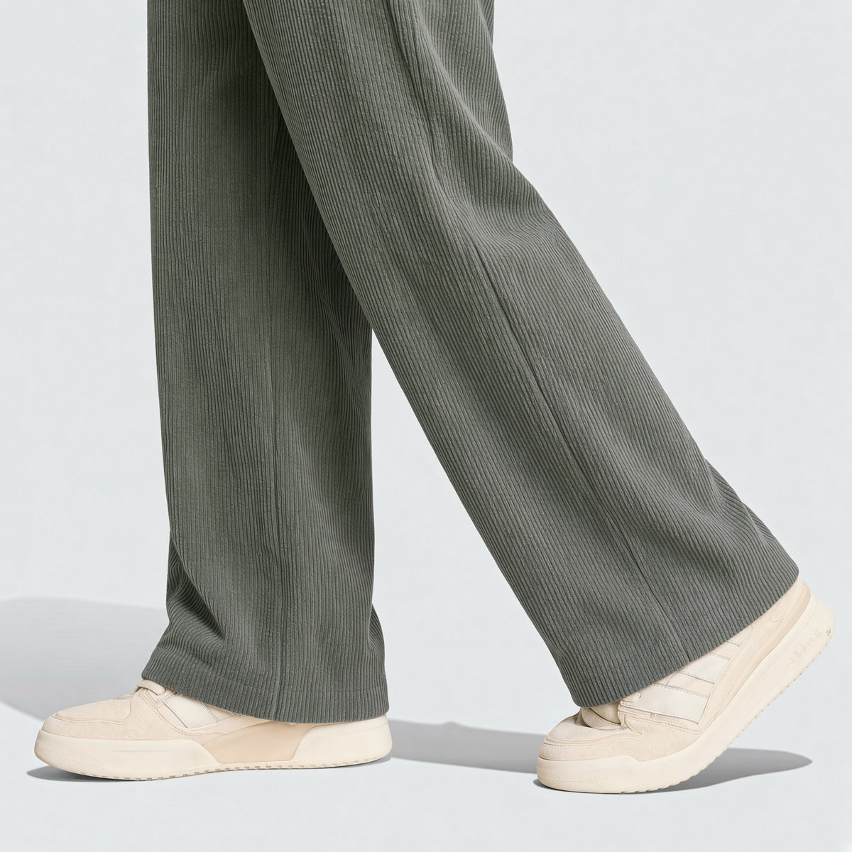 Women's Corduroy Straight Leg Pants With Drawstring Elastic Waist, Suitable For Casual, Sports, Hiking Wear, Spring/Autumn
