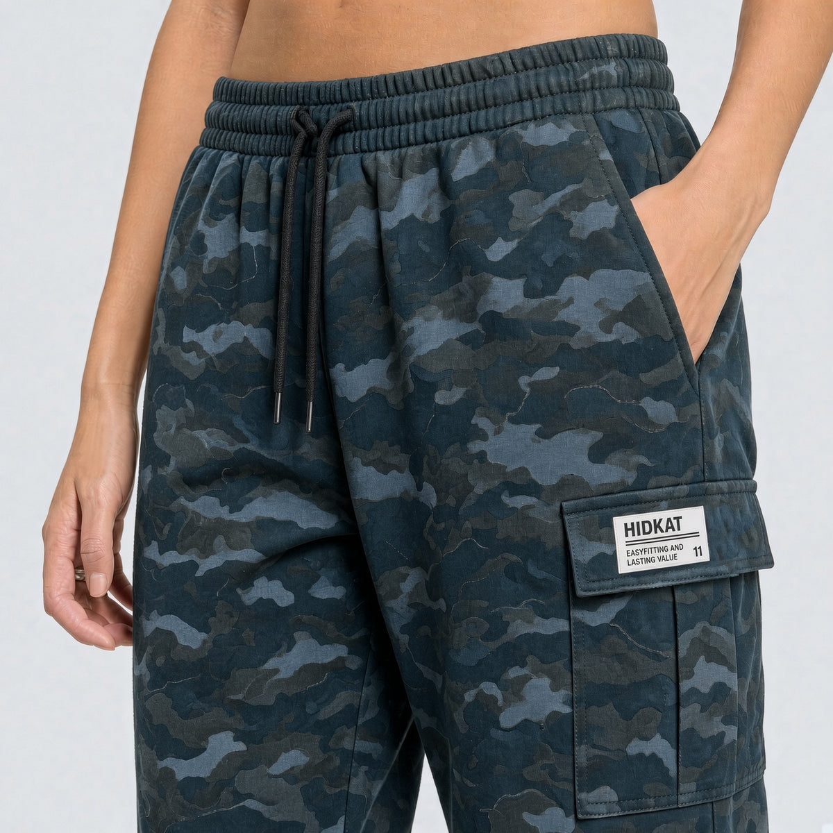 Women'S Camouflage Cargo Pants With Drawstring Waist And Large Side Pockets, Suitable For Daily Outdoor Activities, Spring/Autumn Tights