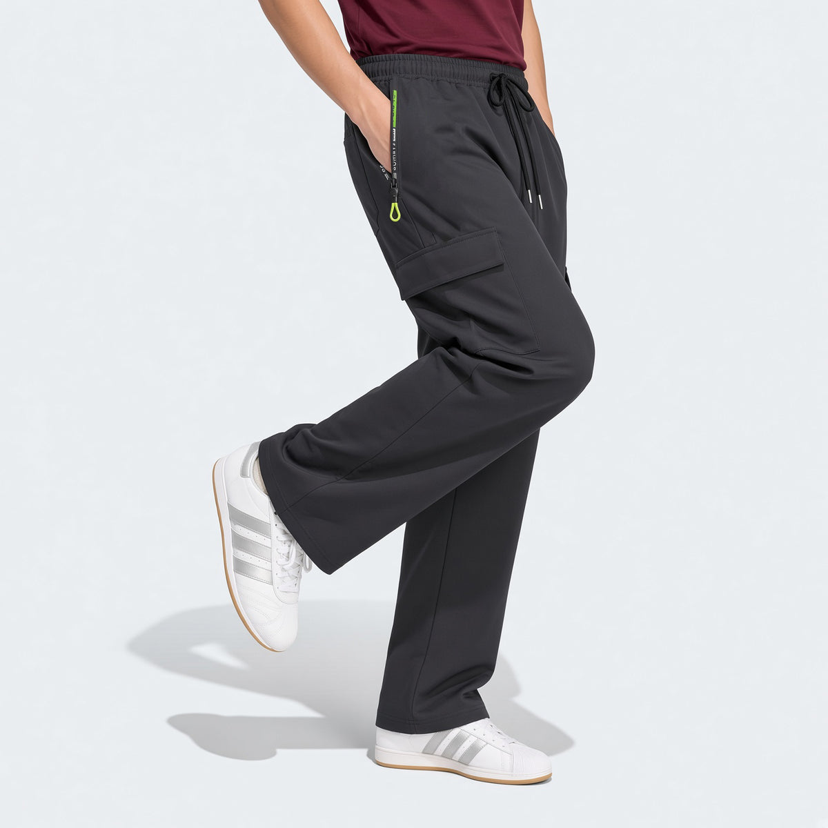 Women's Zipper Pocket Cargo Pants, Lightweight Straight Leg Design For Spring/Autumn, With Large Side Pockets, Suitable For Daily Outdoor And Dates Sports