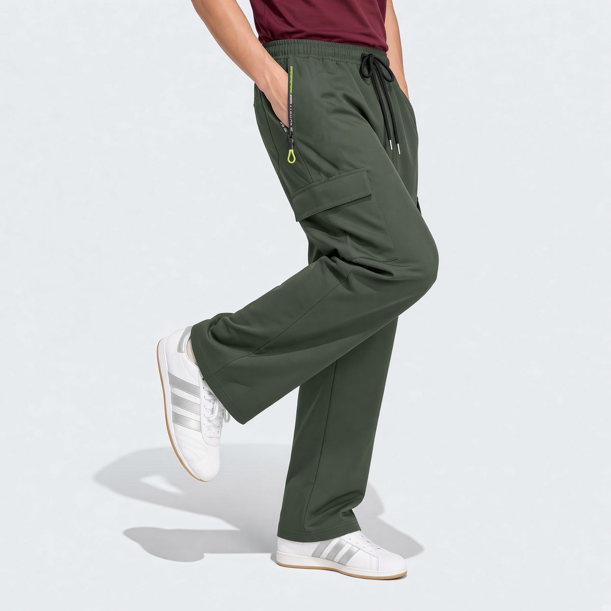 Women's Zipper Pocket Cargo Pants, Lightweight Straight Leg Design For Spring/Autumn, With Large Side Pockets, Suitable For Daily Outdoor And Dates Sports
