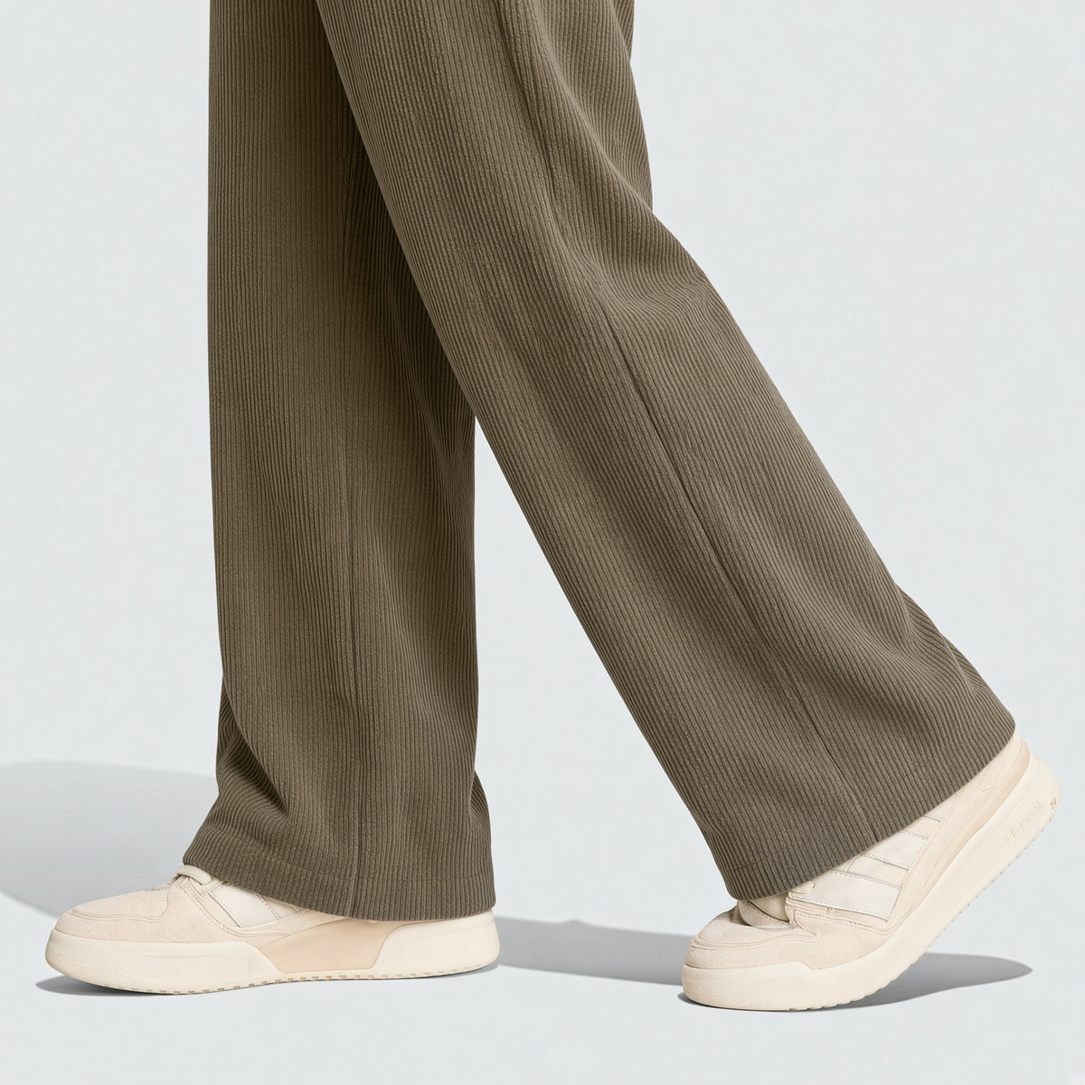 Women's Corduroy Straight Leg Pants With Drawstring Elastic Waist, Suitable For Casual, Sports, Hiking Wear, Spring/Autumn