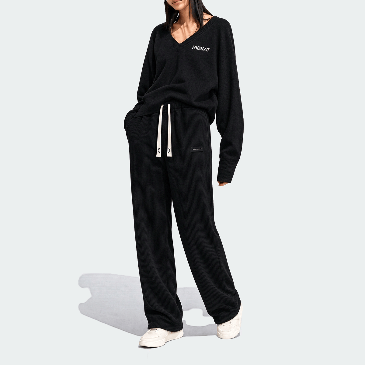 Women's Corduroy Straight Leg Pants With Drawstring Elastic Waist, Suitable For Casual, Sports, Hiking Wear, Spring/Autumn