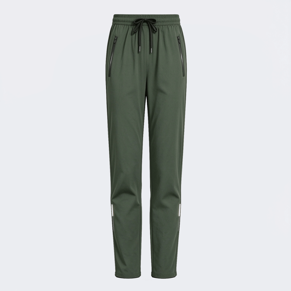 [Spring/Summer] Women's High Elasticity Straight Leg Elastic Waist Drawstring Outdoor Casual Zipper Pocket Long Pants, Gym Workout Summer Women's Outfit